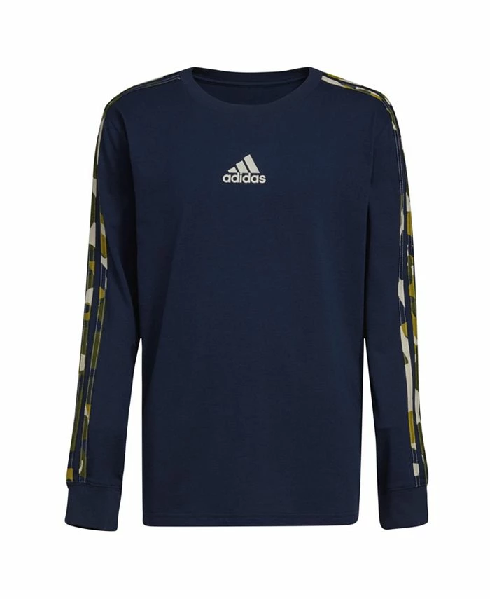 ADIDAS Big Boys Long Sleeve Core Camo Stripe T-shirt