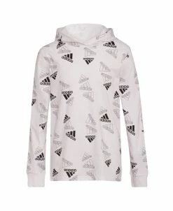 ADIDAS Big Boys Long Sleeve Tubing Badge Of Sport Hooded T-shirt