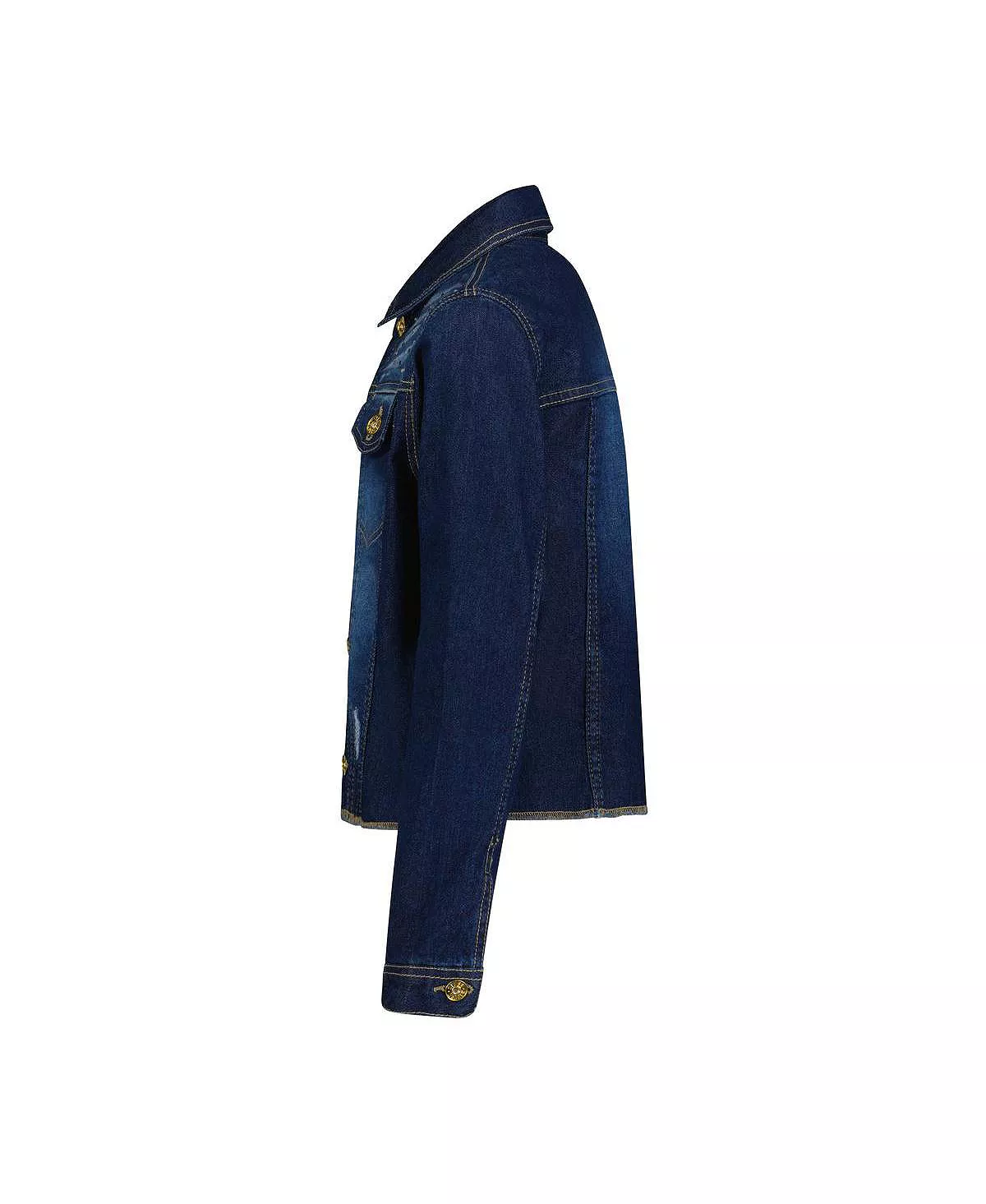 Steve Madden Girl's Studded Distressed Dark Wash Denim Jacket, Kids 5 Steve Madden Girl's Studded Distressed Dark Wash Denim Jacket, Kids - Image 3