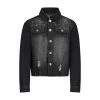 Steve Madden Girl's Studded Distressed Dark Wash Denim Jacket, Kids