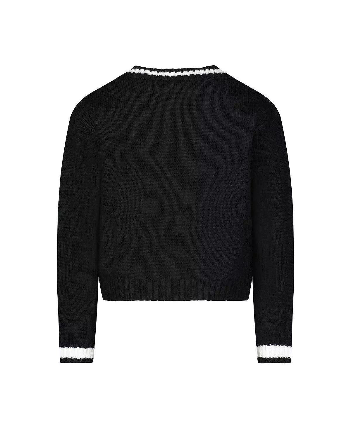 Steve Madden Girl's Intarsia Knit V-Neck Pullover Sweater, Kids - Image 4