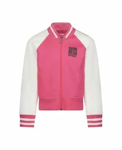 Steve Madden Girl's Fleece Logo Raglan Sleeve Varsity Track Jacket, Kids