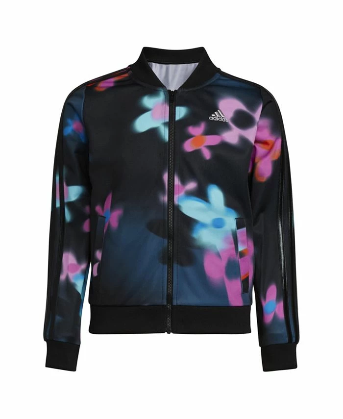 ADIDAS Big Girls Long Sleeve All Over Print 3-Stripes Tricot Jacket