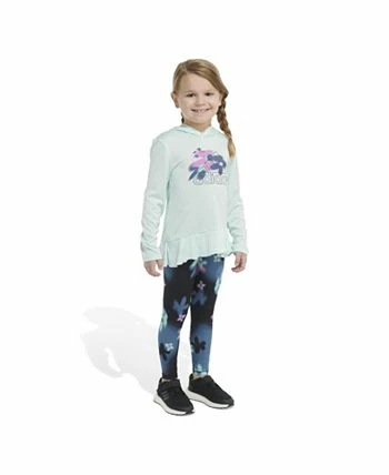 ADIDAS Toddler Girls Long Sleeve Curved Front Hooded Melange Top And Tight, 2 Piece Set - Image 7