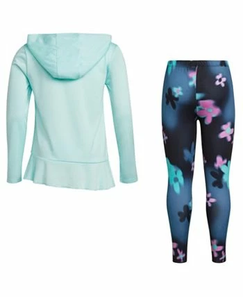 ADIDAS Toddler Girls Long Sleeve Curved Front Hooded Melange Top And Tight, 2 Piece Set - Image 2