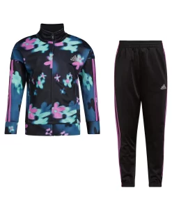 ADIDAS Toddler Girls All Over Print Tricot Jacket And Track Pants, 2 Piece Set