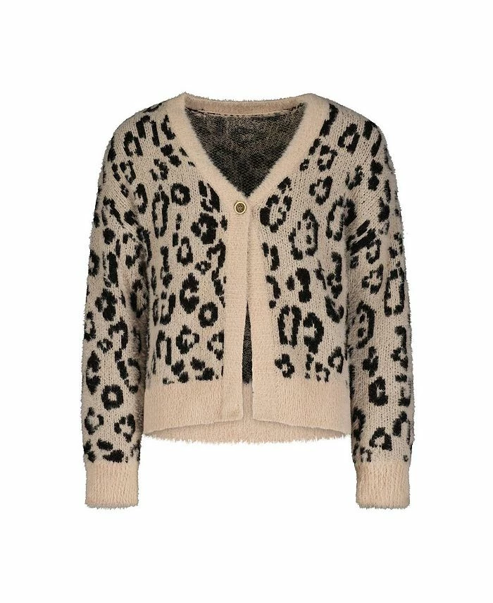 Jessica Simpson Girl's Animal Print Button Down Cardigan Sweater, Kids