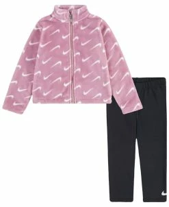 Nike Little Girls Swoosh Essentials Leggings And Jacket, 2 Piece Set