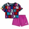Nike Toddler Girls Short Sleeves T-shirt And Knit Shorts, 2-Piece Set
